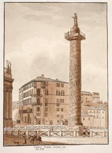 De zuil van Trajanus, omgeven door een hek door Pius VII